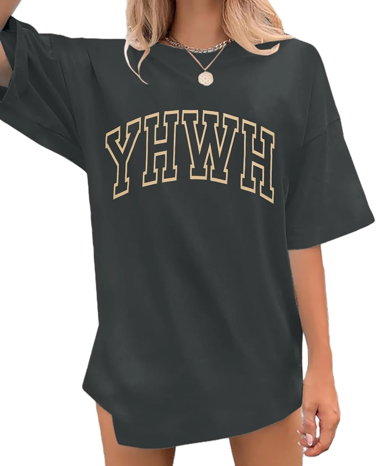 MNLYBABY Christian Oversized Shirt Women YHWH Tshirts Jesus Faith Inspirational Casual Tee Tops