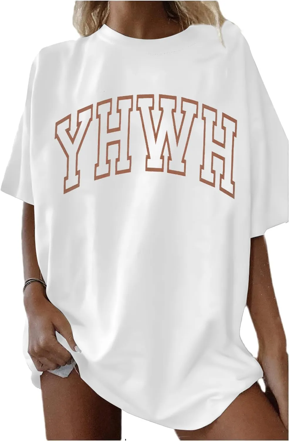 MNLYBABY Christian Oversized Shirt Women YHWH Tshirts Jesus Faith Inspirational Casual Tee Tops