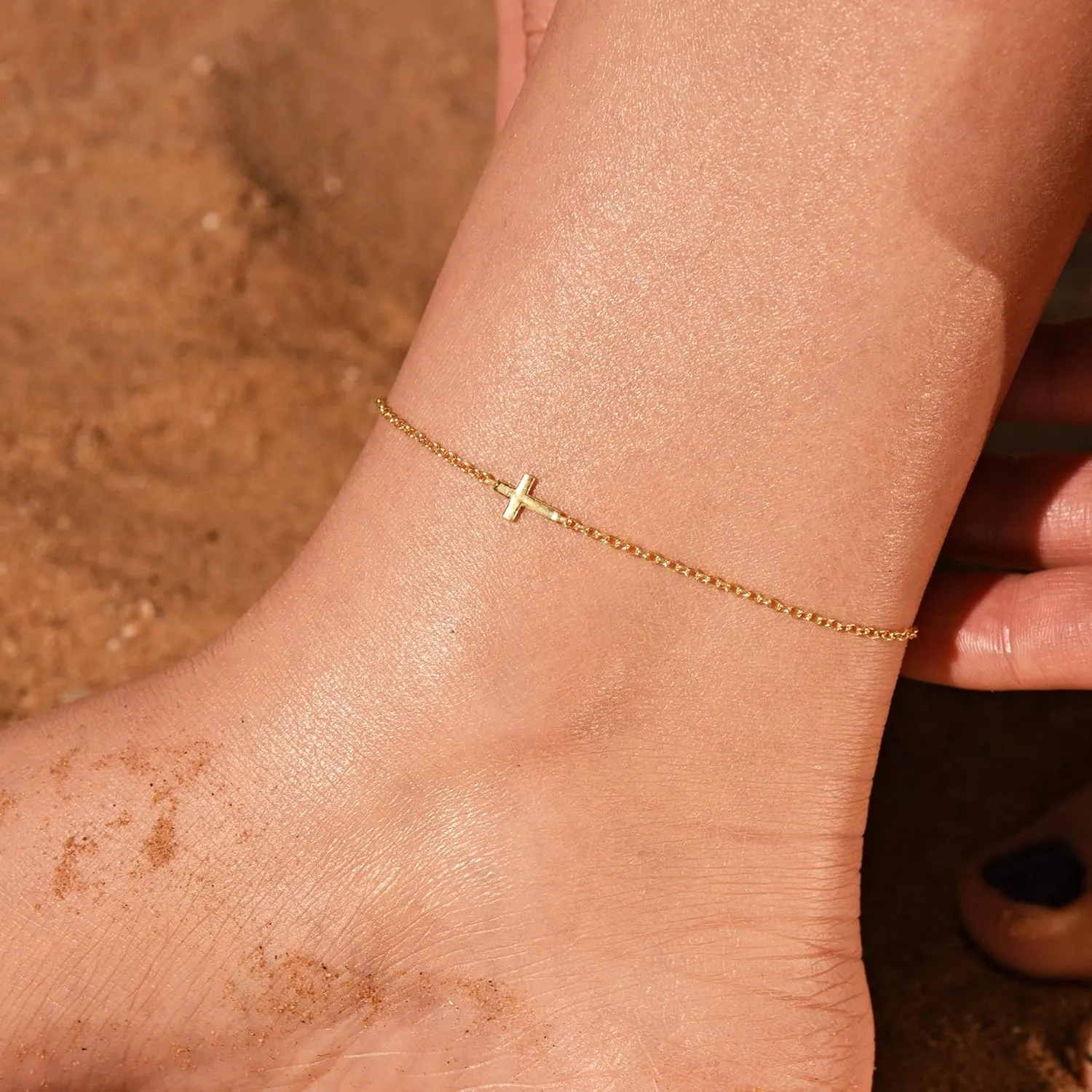 MOLEVY Ankle Bracelets for Women 14K Gold Plated Anklet Silver Anklets Waterproof Evil Eye Beaded Pearl Tennis Crystal Heart Cuba Link Chain Anklets Dainty Jewelry Gift for Her