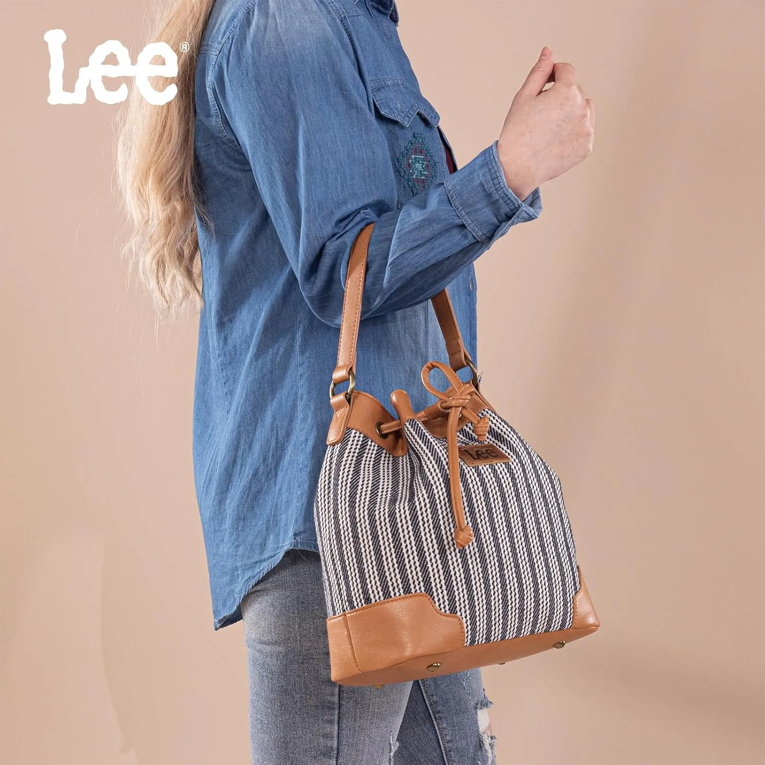 Montana West X Lee Bucket Bag for Women Drawstring Hobo Crossbody Bag with Detachable Straps
