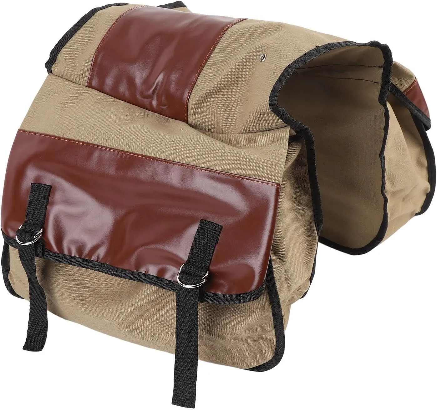 Motorcycle Saddle Bag, Canvas PU Leather Bike Rack Saddle Bag (Brown)