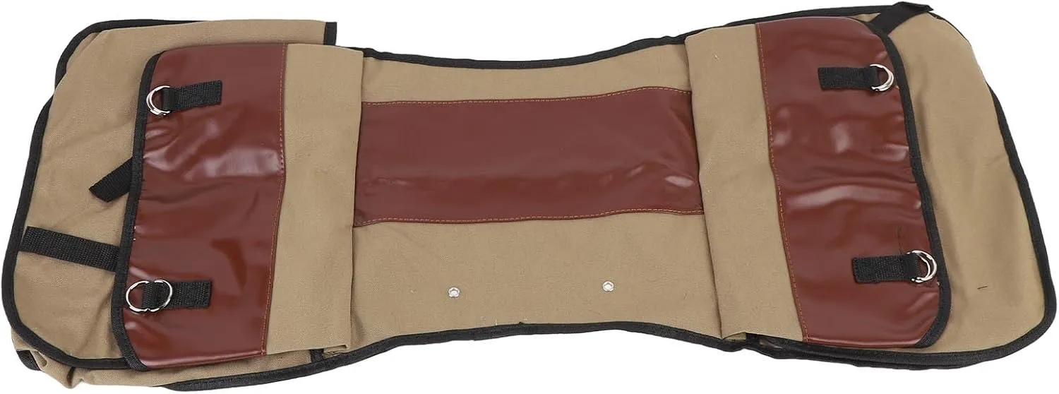 Motorcycle Saddle Bag, Canvas PU Leather Bike Rack Saddle Bag (Brown)