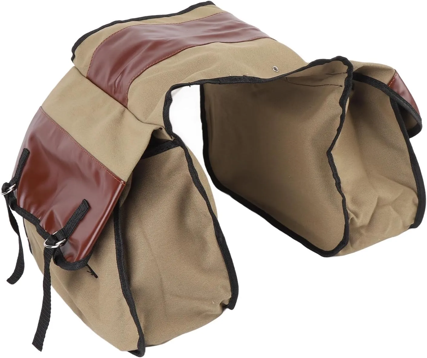 Motorcycle Saddle Bag, Canvas PU Leather Bike Rack Saddle Bag (Brown)