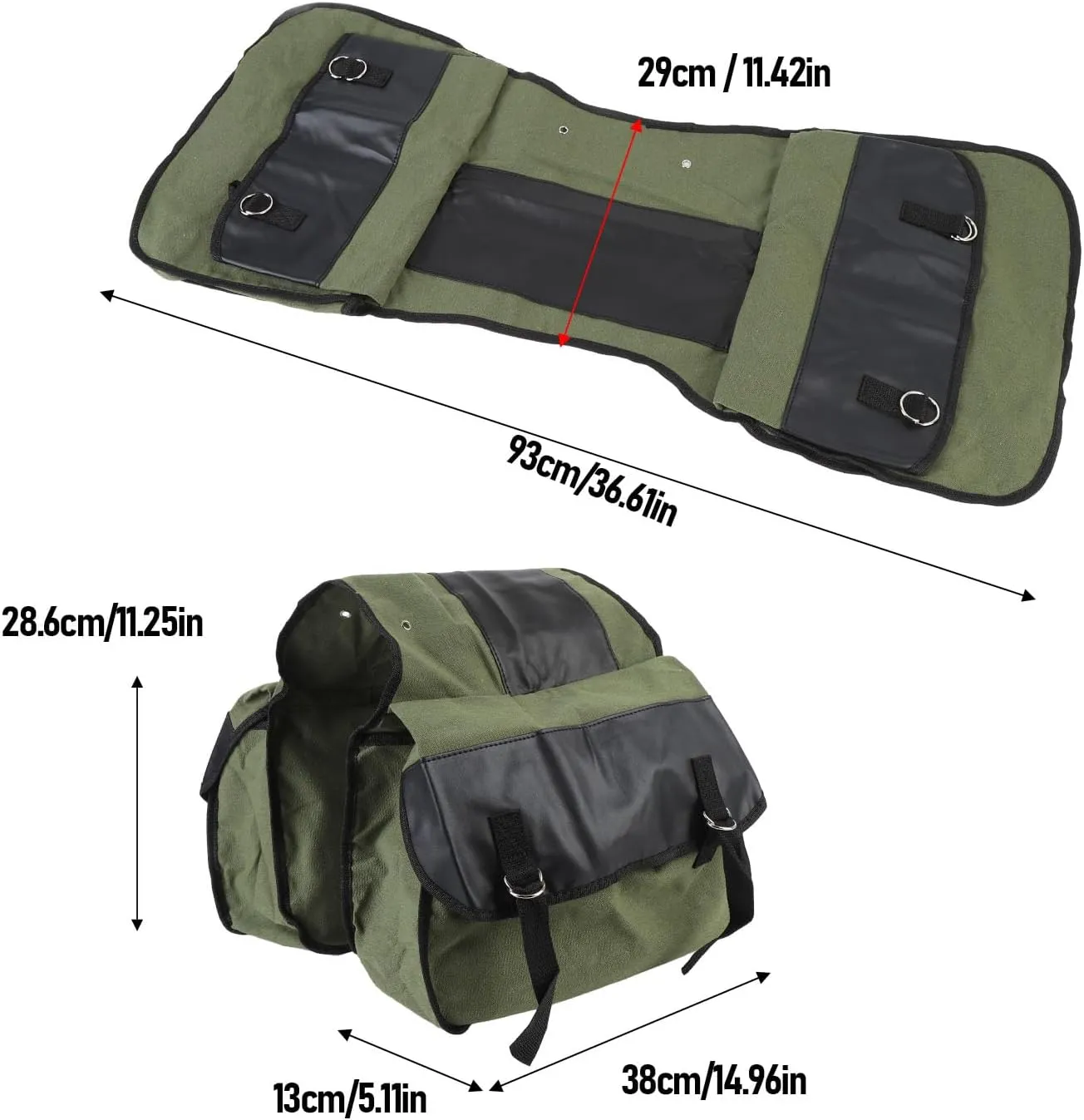 Motorcycle Saddlebags, Bike Trunk Bag, Travel Luggage Bag, Waterproofing PU Leather Bike Rear Seat Bag for Cycling Traveling Commuting (OD Green)