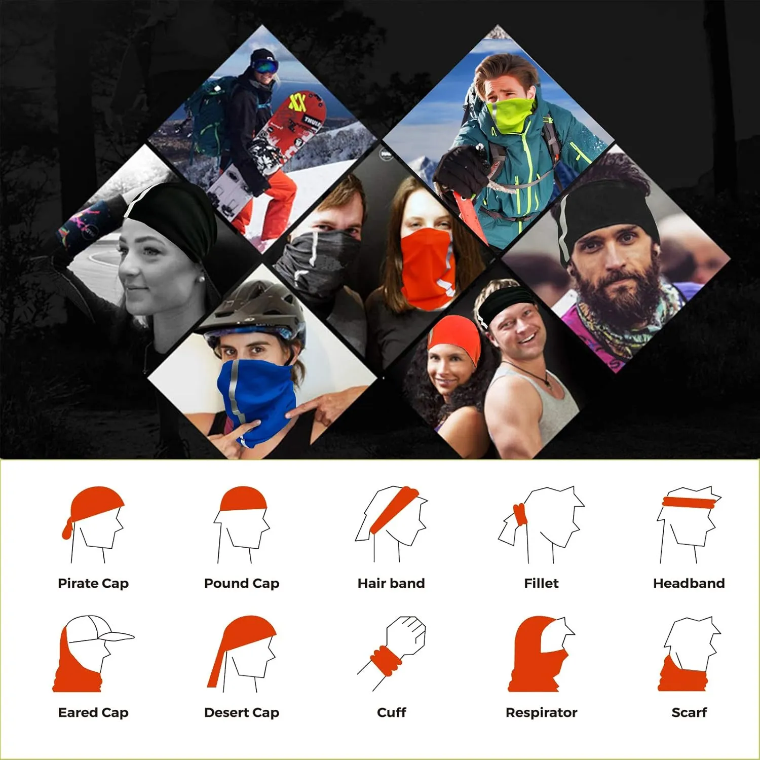 Neck Gaiter Seamless Bandana Balaclava Headbands Face Cover