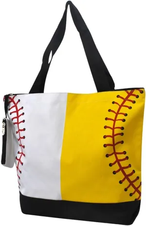 NGIL Medium Top Zipper Closure Canvas Tote Bag with Attached Matching Coin Purse For Moms and Nurses