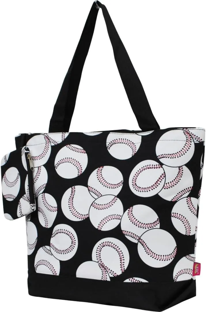 NGIL Medium Top Zipper Closure Canvas Tote Bag with Attached Matching Coin Purse For Moms and Nurses