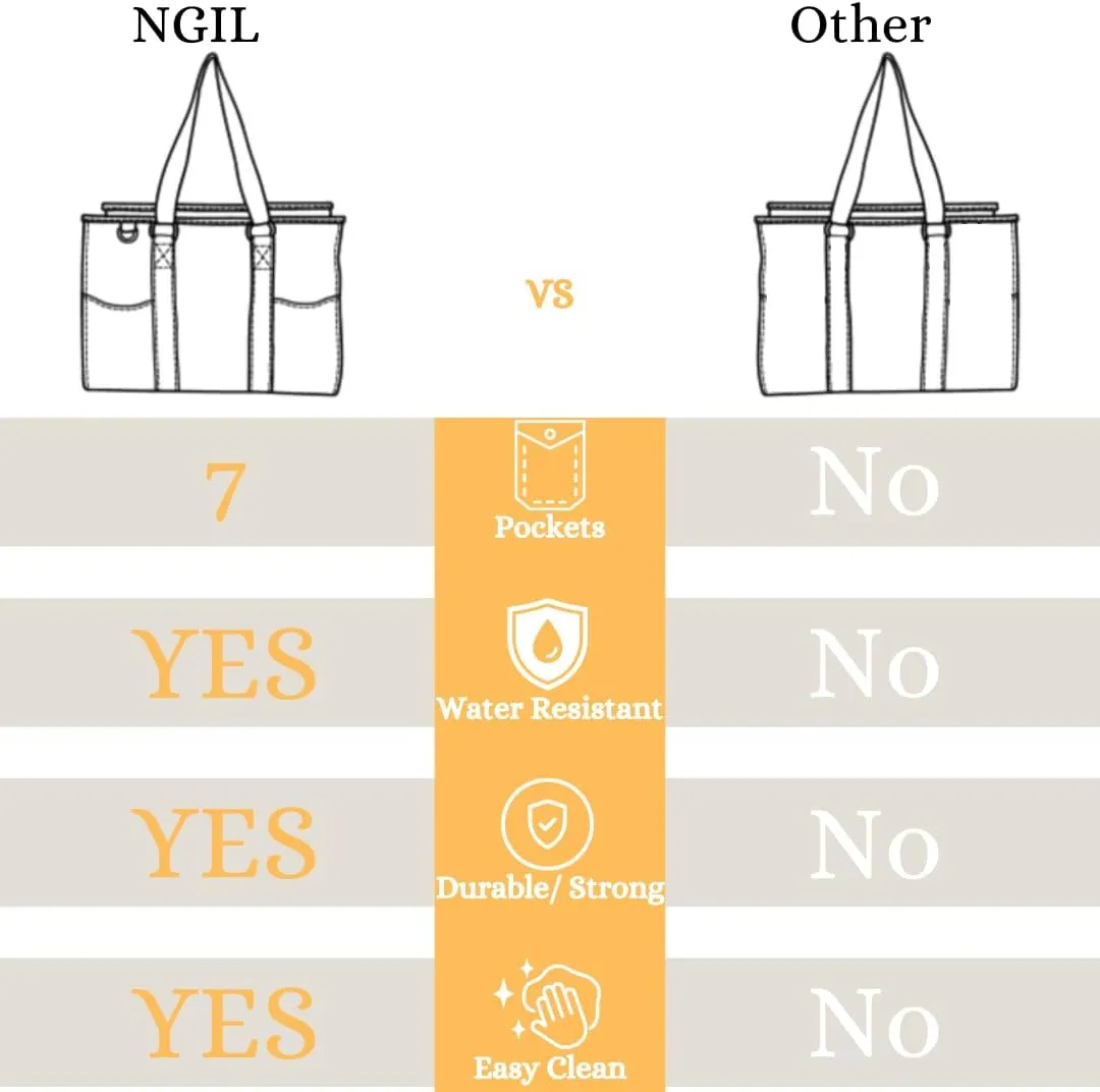 NGIL Zip-Top Tote Bag with Exterior Pockets for Working Women, Teachers, Nurses, and Moms, Design in USA