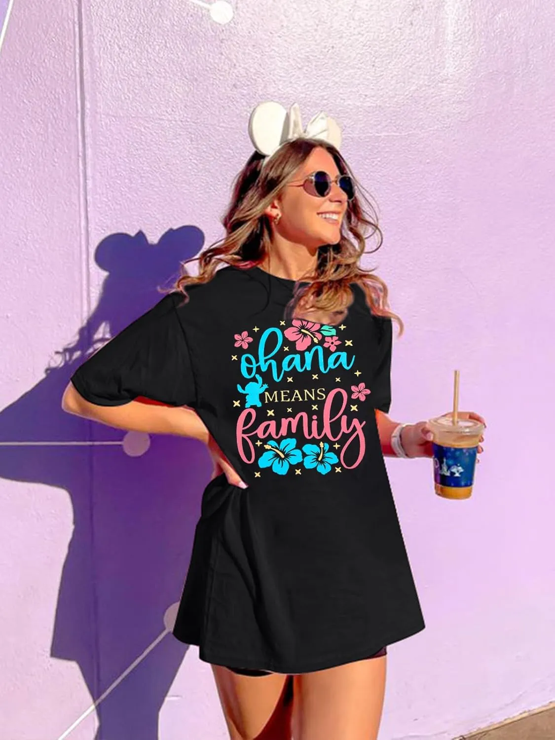 Ohana Means Family Tshirt Women Hawaiian Shirts Hawaii Tropical Graphic Tees Summer Beach Short Sleeve Tops