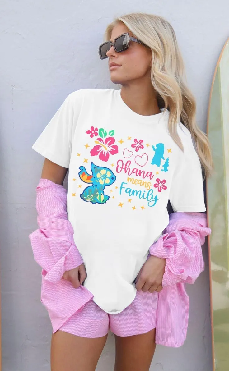 Ohana Means Family Tshirt Women Hawaiian Shirts Hawaii Tropical Graphic Tees Summer Beach Short Sleeve Tops