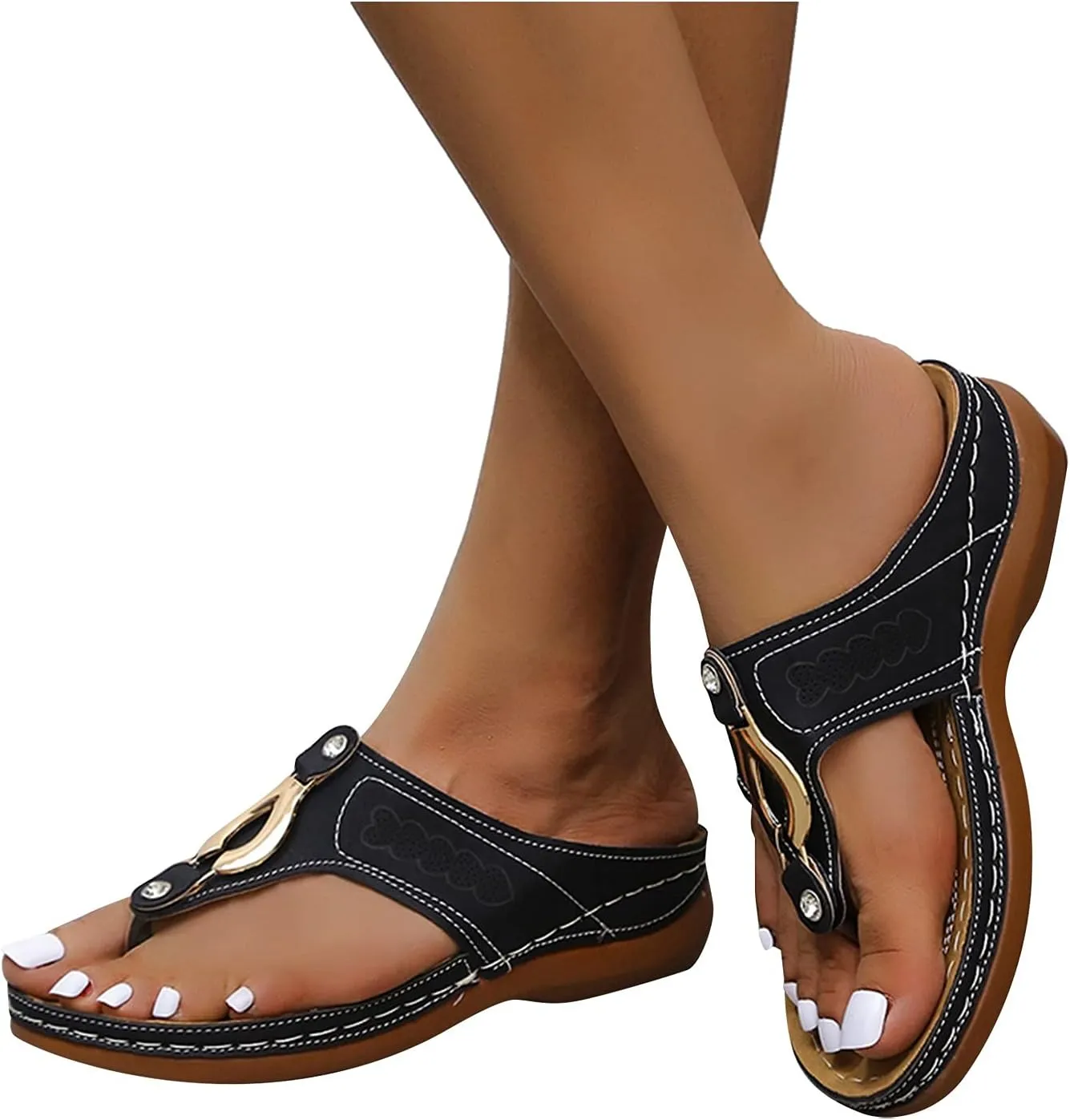 Orthopedic Sandals for Women Cushion Orthopedic Flip Flops Women Sandals for Women Dressy Summer Heel Orthotic Ladies Dress Sandals Low Heel Orthopedic Arch Support Sandals for Women 2025