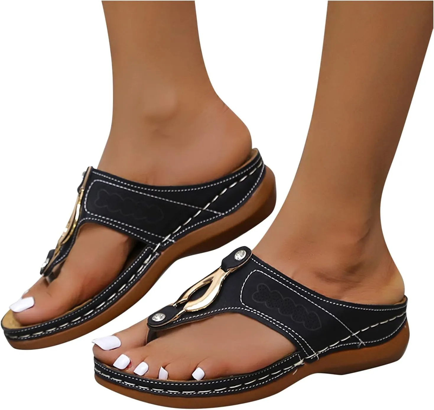 Orthopedic Sandals for Women Cushion Orthopedic Flip Flops Women Sandals for Women Dressy Summer Heel Orthotic Ladies Dress Sandals Low Heel Orthopedic Arch Support Sandals for Women 2025