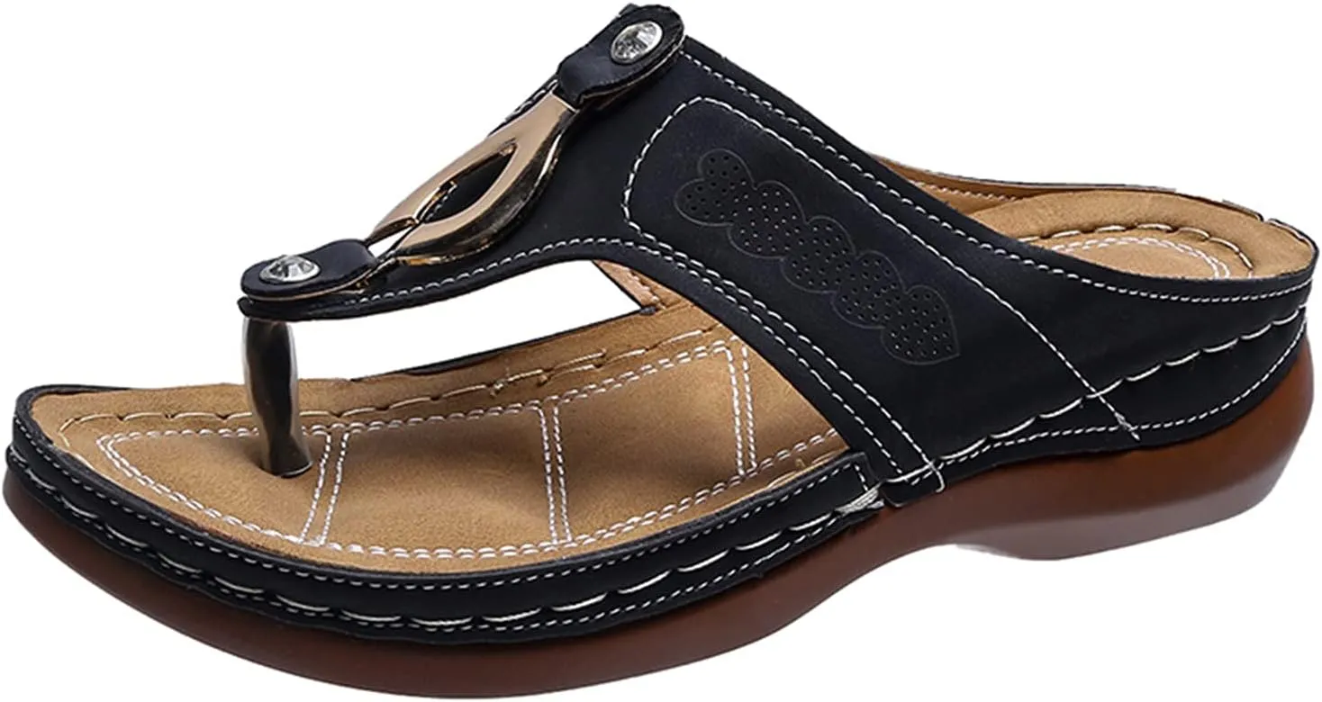 Orthopedic Sandals for Women Cushion Orthopedic Flip Flops Women Sandals for Women Dressy Summer Heel Orthotic Ladies Dress Sandals Low Heel Orthopedic Arch Support Sandals for Women 2025