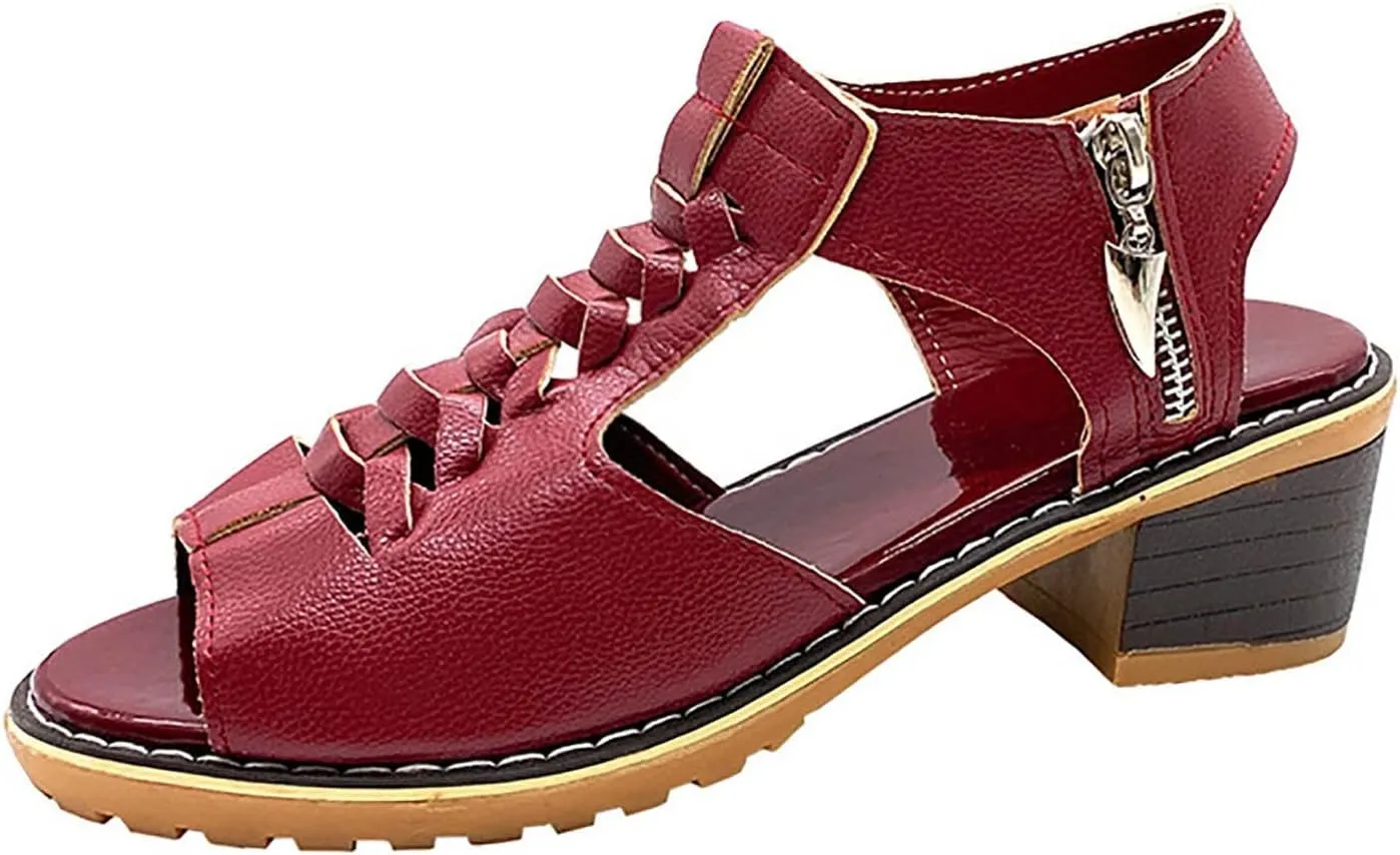 Orthopedic Wedge Sandals for Women High Heel Open Toe Sandals with Side Zippers Casual Slip On Hollow Out Sandles Dressy Summer Shoes