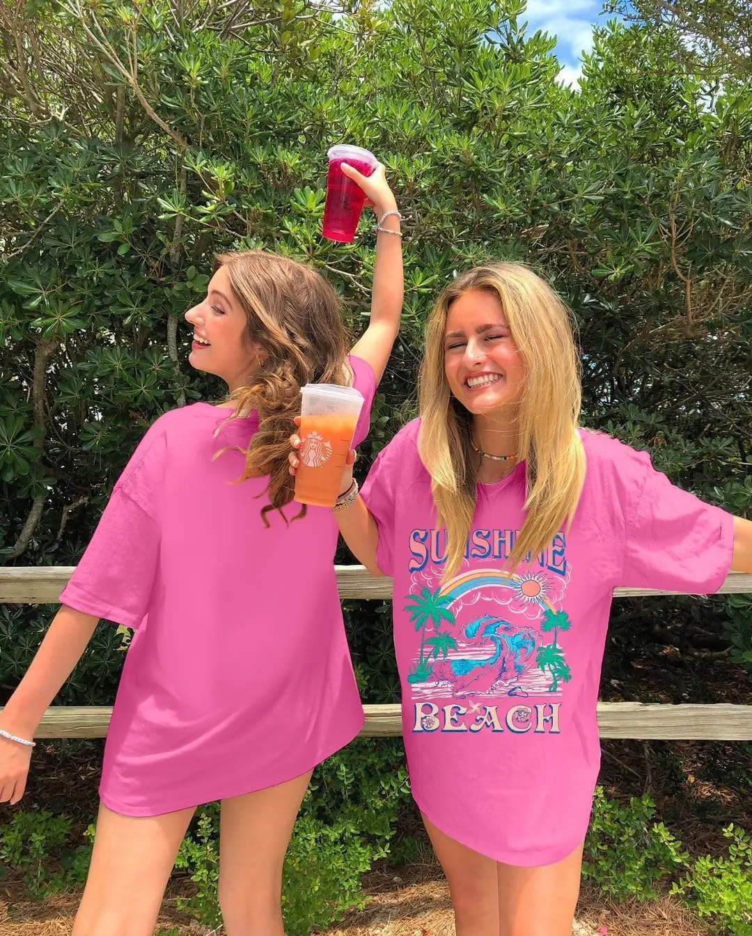 Oversized Hawaiian Shirts Women Sunshine Beach Tshirt Hawaii Tropical Tops Beach Graphic Shirt Summer Vacation Tee Top