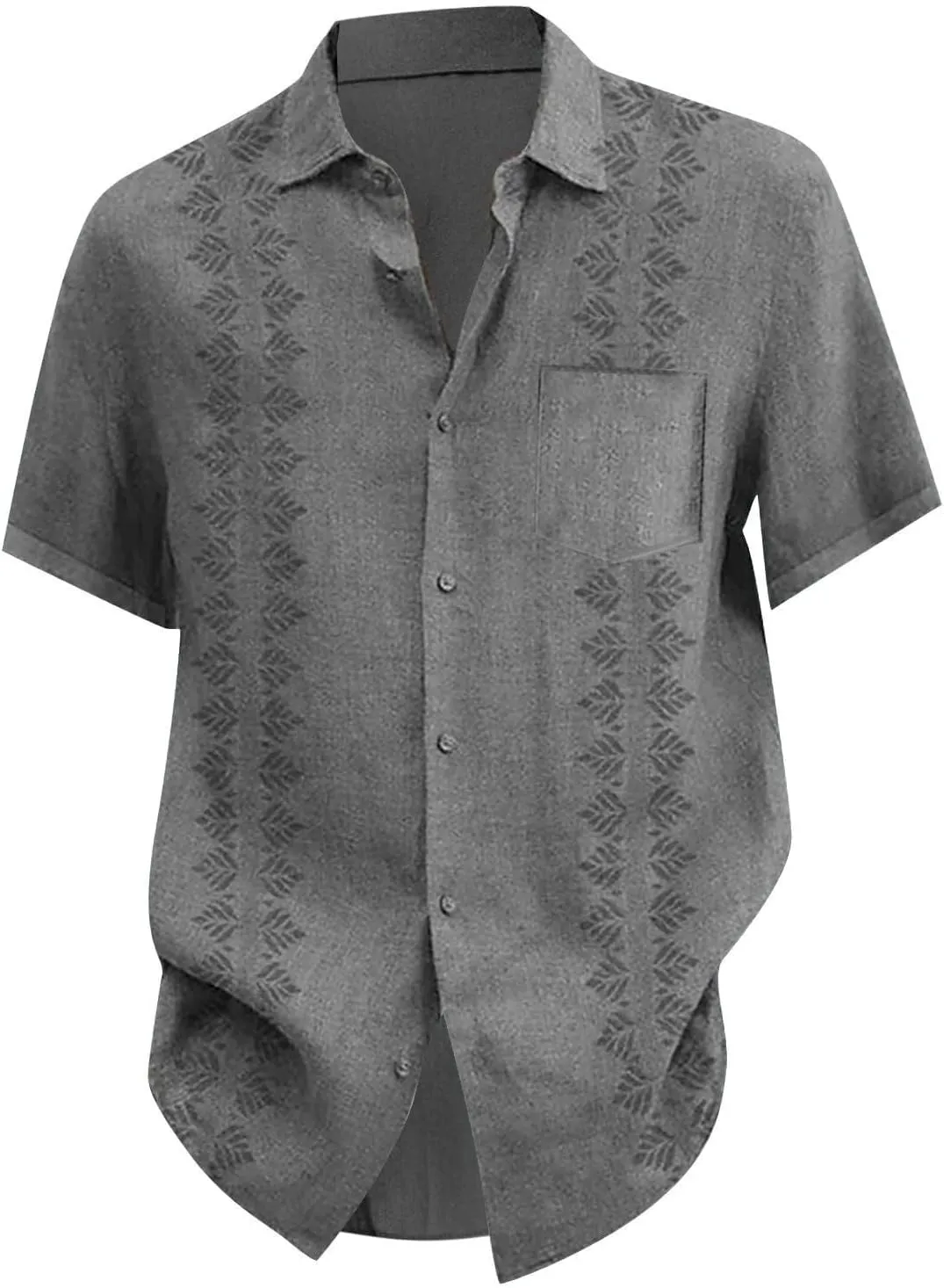 Oversized Shirts for Men Cuban Guayabera Casual Tee Tops Short Sleeve Button Down Summer Beach Vacation Hippie Tshirt