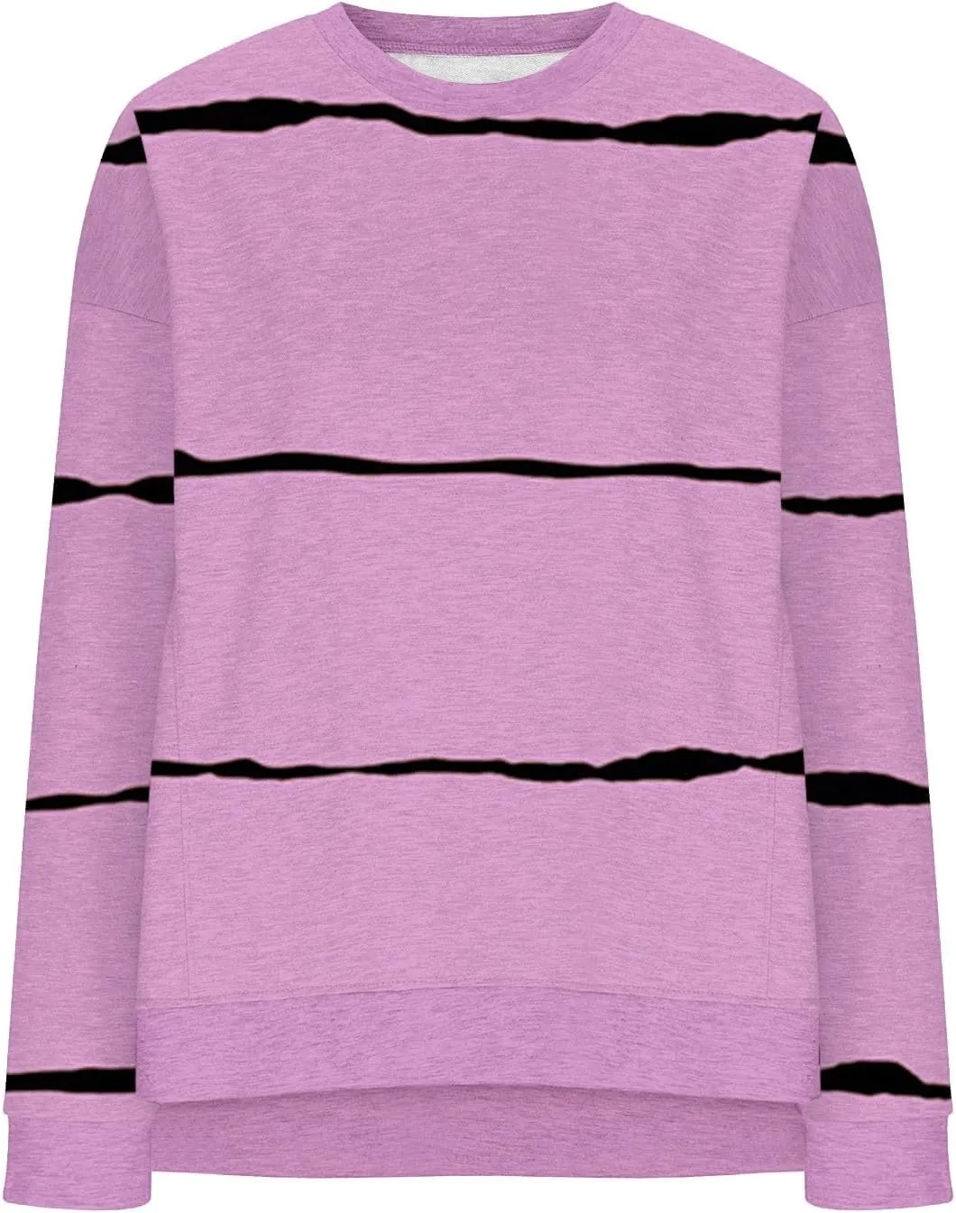 Oversized Striped Sweatshirts for Women Loose Side Slit High Low Hem Pullover Sweatshirts Autumn Casual Sports Hoodie