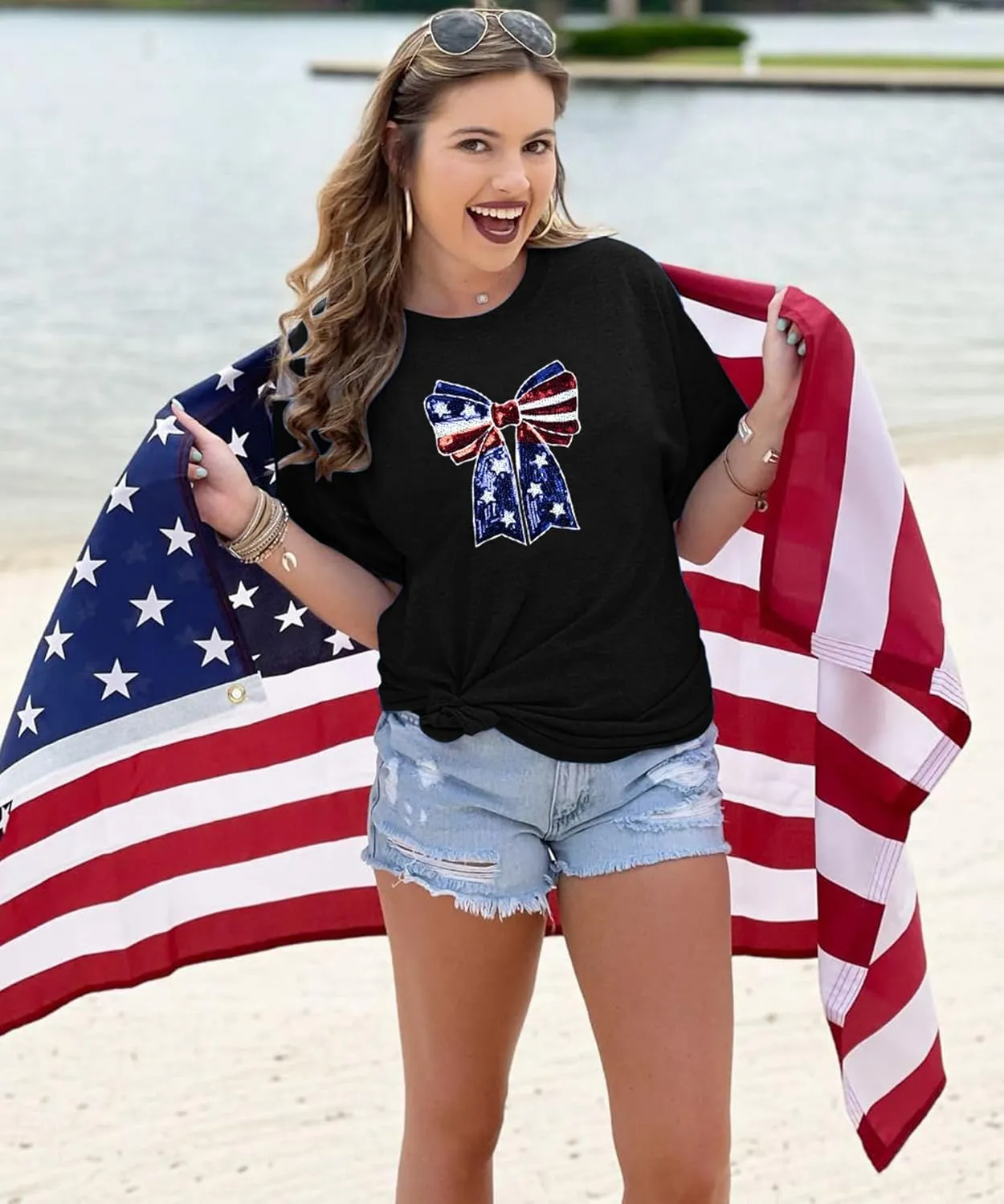 Party in The USA T-Shirt Women 4th of July Independence Day Shirts Funny Patriontic Graphic Short Sleeve Tee Tops