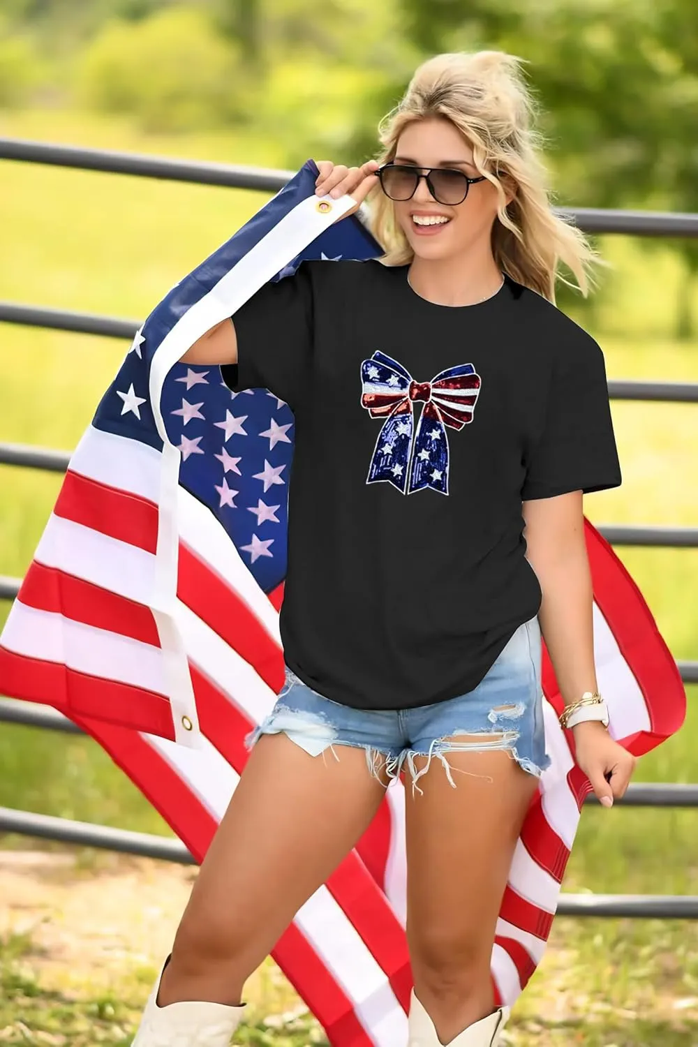 Party in The USA T-Shirt Women 4th of July Independence Day Shirts Funny Patriontic Graphic Short Sleeve Tee Tops