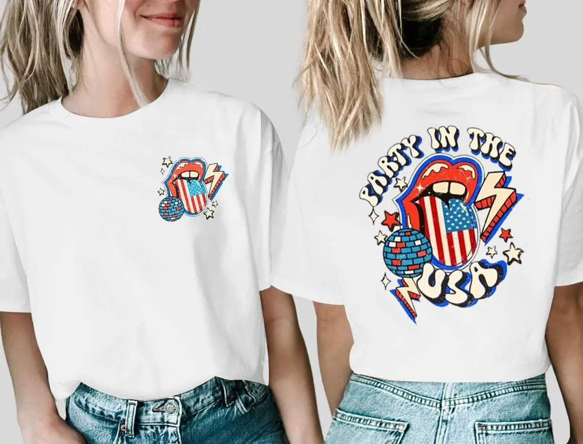 Party in The USA T-Shirt Women 4th of July Independence Day Shirts Funny Patriontic Graphic Short Sleeve Tee Tops