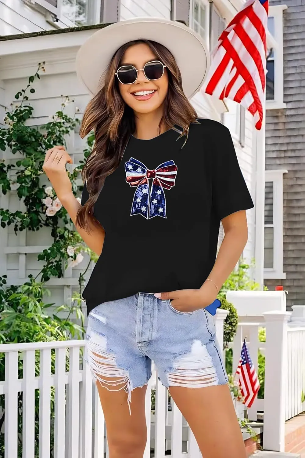 Party in The USA T-Shirt Women 4th of July Independence Day Shirts Funny Patriontic Graphic Short Sleeve Tee Tops
