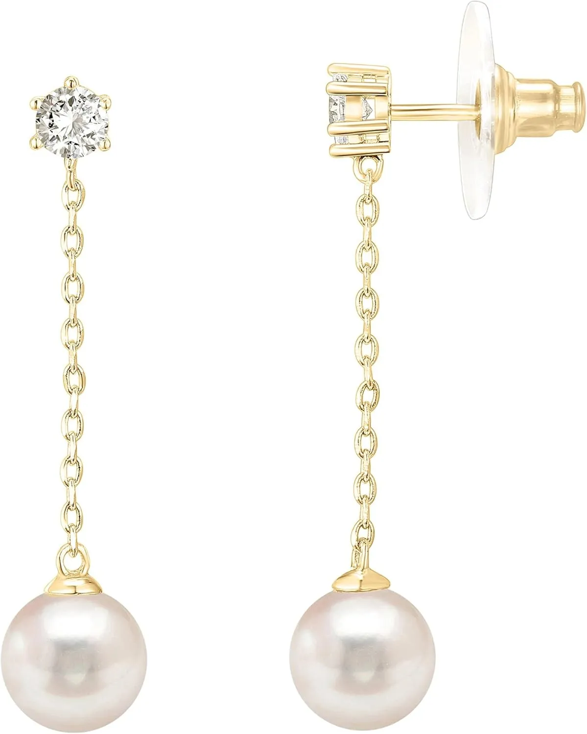 PAVOI 14K Gold Plated Sterling Silver Posts Shell Pearl Dangle Drop Earrings | Bridal Pearl Earrings for Women