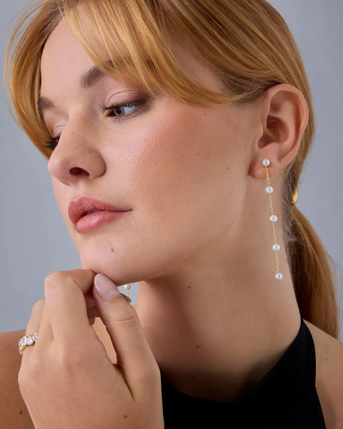 PAVOI 14K Gold Plated Sterling Silver Posts Shell Pearl Dangle Drop Earrings | Bridal Pearl Earrings for Women