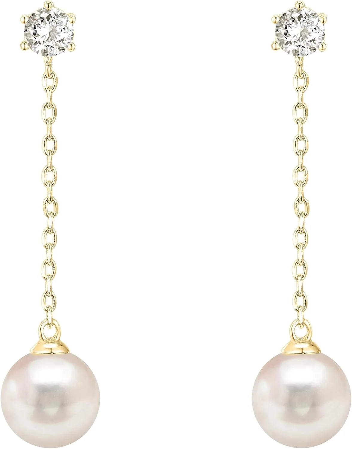 PAVOI 14K Gold Plated Sterling Silver Posts Shell Pearl Dangle Drop Earrings | Bridal Pearl Earrings for Women