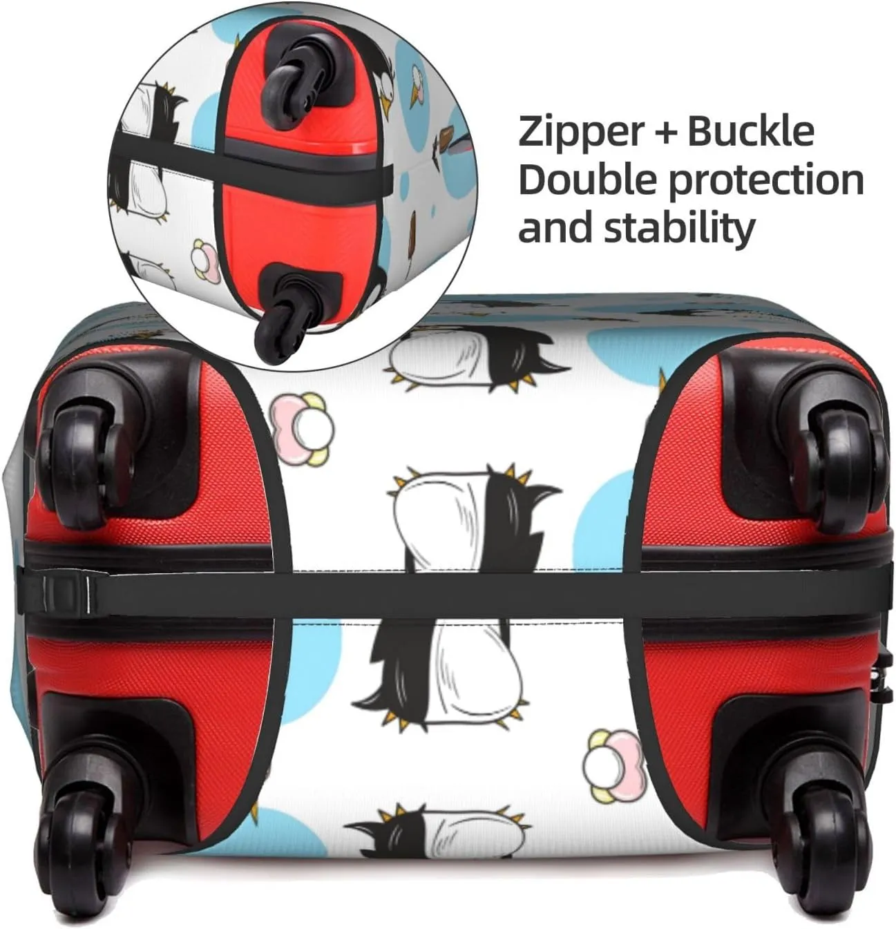 Penguin Balloon Snowflake Print Decorative Washable Luggage Cover Personalized Anti Scratch Suitcase Protector