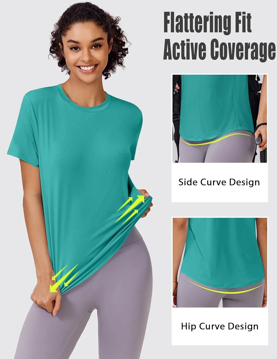 PINSPARK Soft Workout Tops for Women Short Sleeve UPF Sun Shirt Quick Dry Athletic Yoga Shirts Gym Hiking Beach Fishing Top