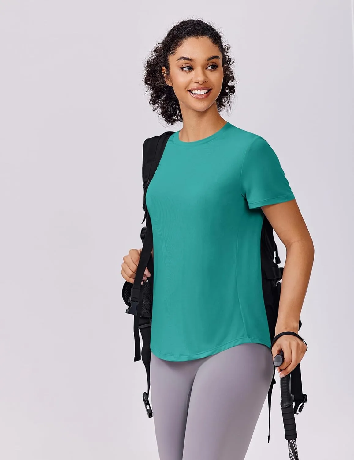 PINSPARK Soft Workout Tops for Women Short Sleeve UPF Sun Shirt Quick Dry Athletic Yoga Shirts Gym Hiking Beach Fishing Top