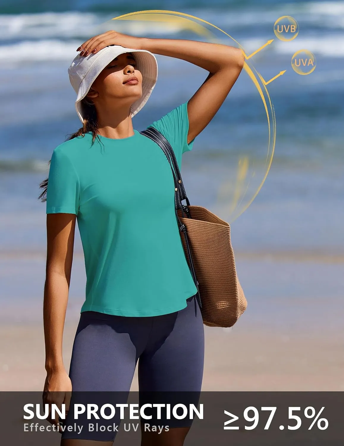 PINSPARK Soft Workout Tops for Women Short Sleeve UPF Sun Shirt Quick Dry Athletic Yoga Shirts Gym Hiking Beach Fishing Top