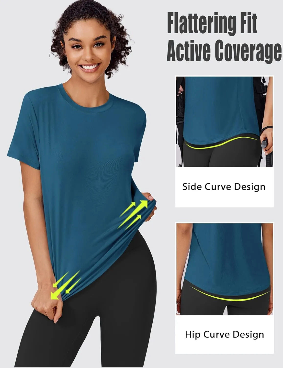 PINSPARK Soft Workout Tops for Women Short Sleeve UPF Sun Shirt Quick Dry Athletic Yoga Shirts Gym Hiking Beach Fishing Top