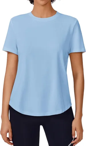 PINSPARK Soft Workout Tops for Women Short Sleeve UPF Sun Shirt Quick Dry Athletic Yoga Shirts Gym Hiking Beach Fishing Top