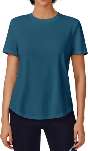 PINSPARK Soft Workout Tops for Women Short Sleeve UPF Sun Shirt Quick Dry Athletic Yoga Shirts Gym Hiking Beach Fishing Top