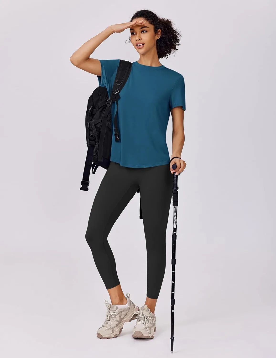 PINSPARK Soft Workout Tops for Women Short Sleeve UPF Sun Shirt Quick Dry Athletic Yoga Shirts Gym Hiking Beach Fishing Top