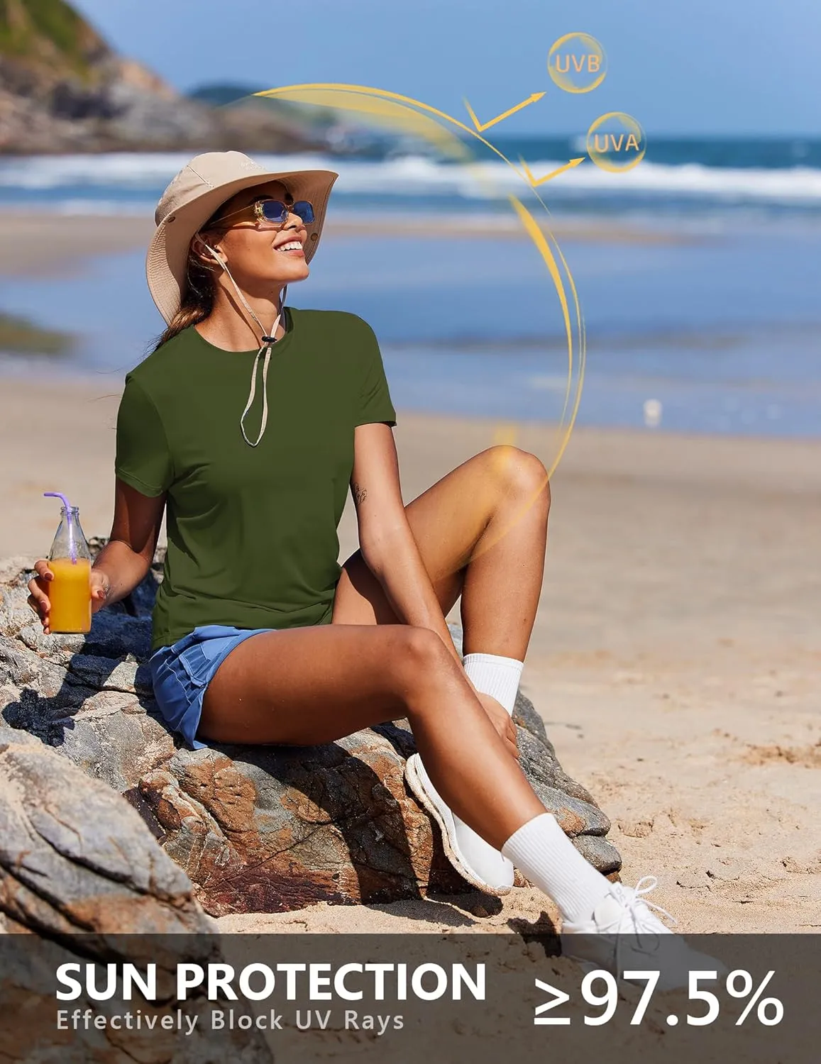 PINSPARK Soft Workout Tops for Women Short Sleeve UPF Sun Shirt Quick Dry Athletic Yoga Shirts Gym Hiking Beach Fishing Top