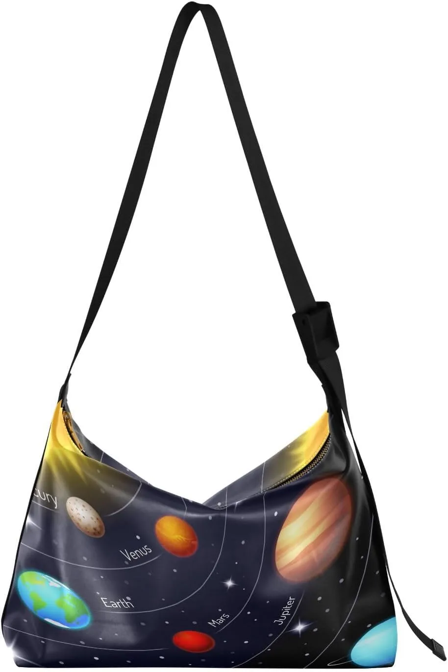 Planets Hobo Crossbody Bags for Women Leather Large Shoulder Bag Cross Body Outer Space Trendy Womens Tote Bags Handbag for Travel Shopping