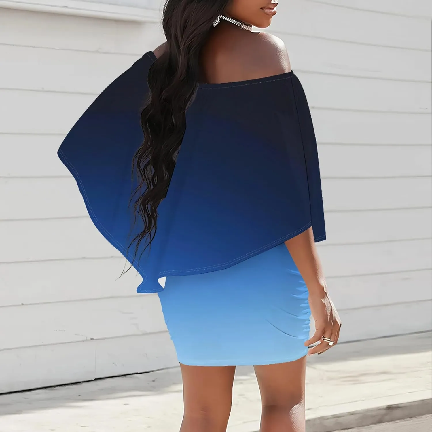 Plus Size Dresses for Curvy Women Off Shoulder Sexy Bodycon Ruffles Multiple Dressing Layered Wedding Guest Party Mini Dress