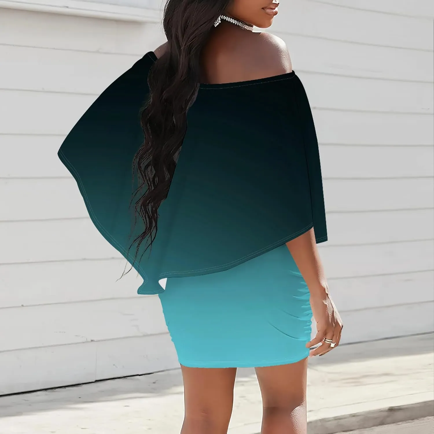 Plus Size Dresses for Curvy Women Off Shoulder Sexy Bodycon Ruffles Multiple Dressing Layered Wedding Guest Party Mini Dress