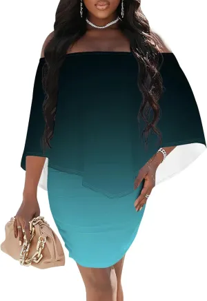 Plus Size Dresses for Curvy Women Off Shoulder Sexy Bodycon Ruffles Multiple Dressing Layered Wedding Guest Party Mini Dress