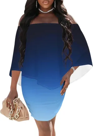 Plus Size Dresses for Curvy Women Off Shoulder Sexy Bodycon Ruffles Multiple Dressing Layered Wedding Guest Party Mini Dress