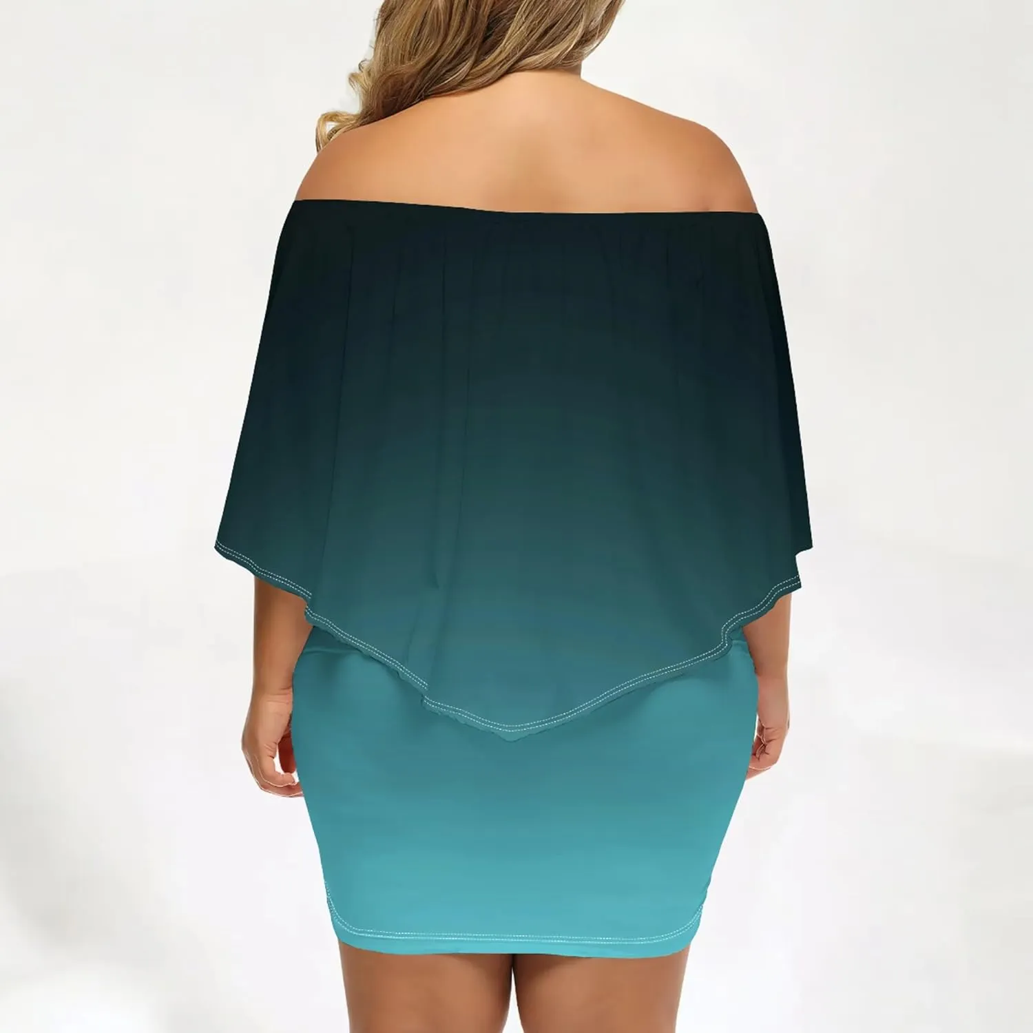 Plus Size Dresses for Curvy Women Off The Shoulder Bodycon Ruffles Multiple Dressing Layered Wedding Guest Party Mini Dress