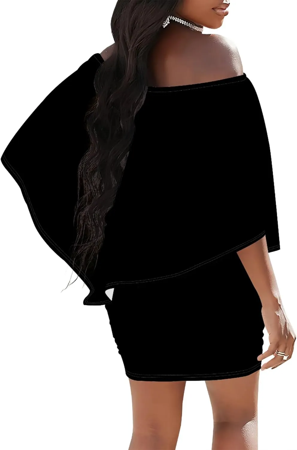 Plus Size Wedding Guest Dress Off Shoulder Ruched Bodycon Ruffles Sexy Wrap Night Club Elegant Mini Dress with High Low Hem
