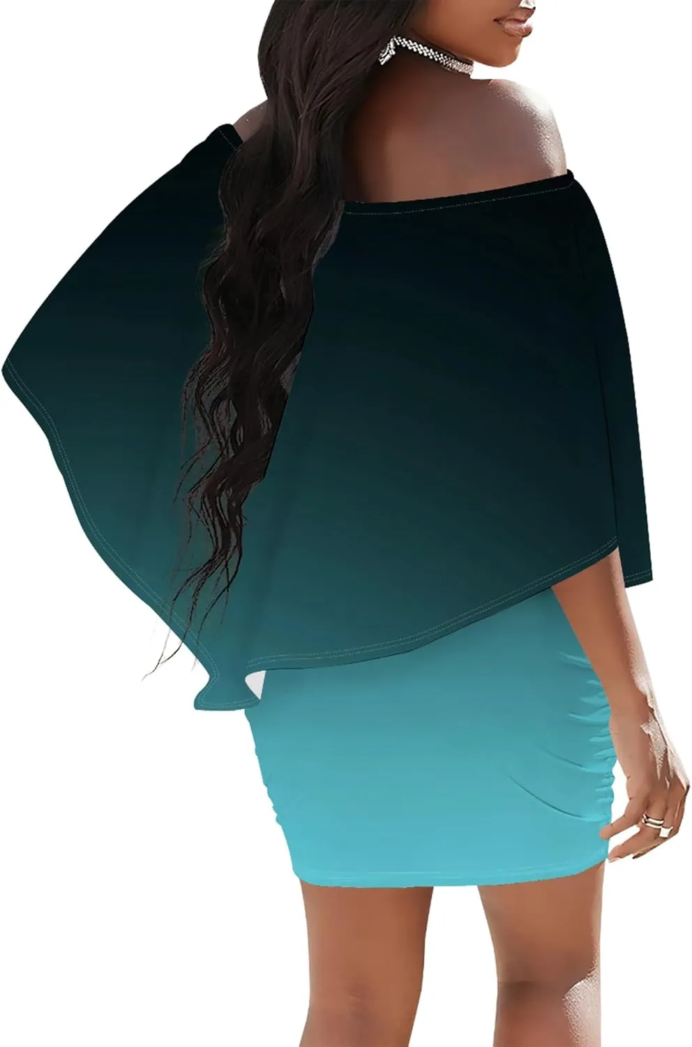 Plus Size Wedding Guest Dress Off Shoulder Ruched Bodycon Ruffles Sexy Wrap Night Club Elegant Mini Dress with High Low Hem