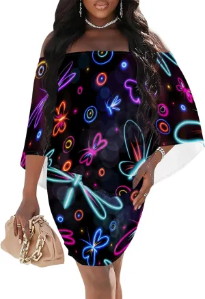 Plus Size Wedding Guest Dress Off Shoulder Ruched Bodycon Ruffles Sexy Wrap Night Club Elegant Mini Dress with High Low Hem
