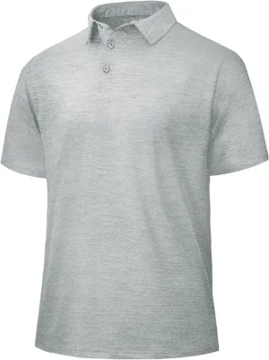 Polo Shirts for Men - Quick Dry Moisture Wicking Black Short Sleeve Performance Golf T Shirts for Casual Work Athletic