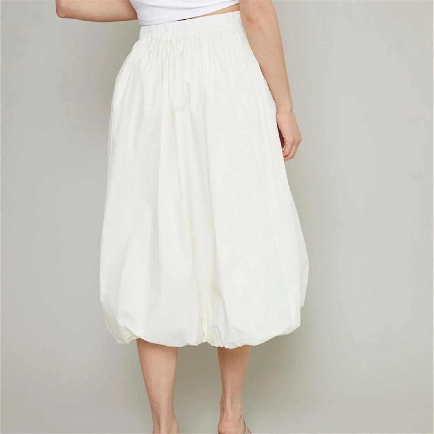 Raruxxin Women Y2k Bubble Maxi Skirt Elastic Low Waist Pleated Balloon Long Skirt Summer Ruffle Puffy Flowy Swing Midi Dress