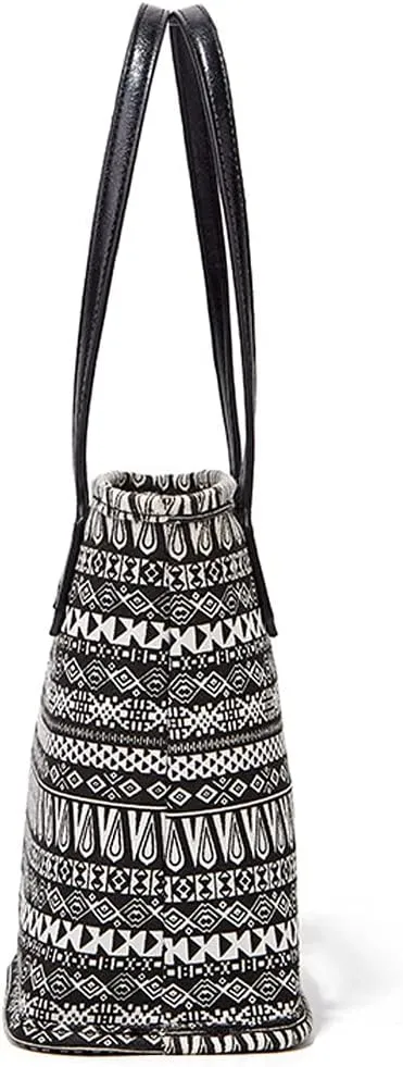 Retro Handbag for Women Ethnic Style Print Shoulder Bag Canvas Tote Bag Top Handle Satchel Large Capacity Purse