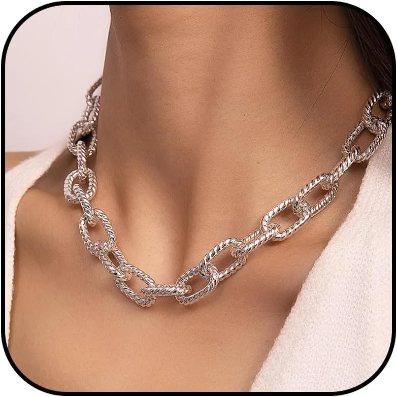 Roe Dolph Chunky Gold Necklace Chunky Necklaces for Women Statement Necklace Gold Charm Necklace Punk Cuban Link Chain Necklace Chain Necklace Aesthetic Jewelry for Women